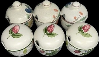 Flower And Berry Sugar Bowls With Lids - 3'