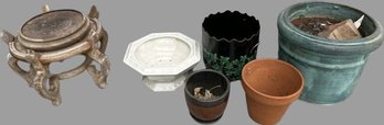 Outdoor Flower Pot Collection And Wooden Pot Stand