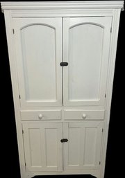 White Painted Hutch With Yellow Interior- 39Wx15Dx72T