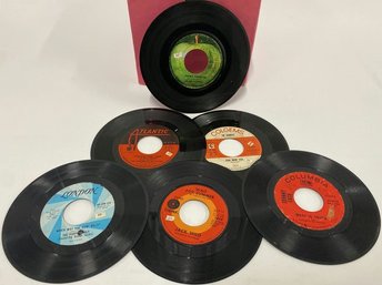 (50) Record Vinyl Collection & Red Case Storage Lot, Johnny Cash, Jack Wild And Many More!