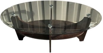 Glass Coffee Table With Wooden Base - Glass 50Lx30W