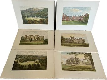 Six Vintage English Castle Prints.