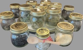 DIY Spice Jars With Lazy Susan. Includes Spices And Extra Empty Jars.