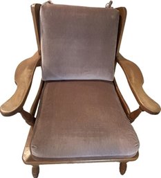 Velveteen Cushioned Wood Chair - Light Brown Cushion