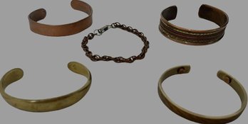 Collection Of Brass & Copper Tone Bracelets