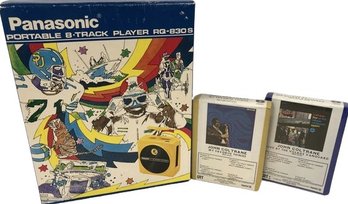 Blue Panasonic Portable 8-Track Player, 2 Unopened John Coltrane 8 Tracks