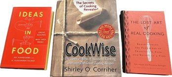 Three Hardback Cookbooks: Ideas In Food, CookWise, The Lost Art Of Real Cooking