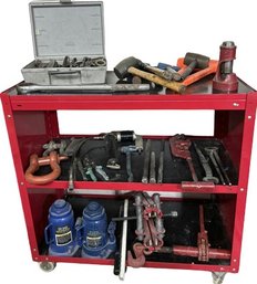 AllTrade Automotive 3Tire Service Cart (18.5x36x36) With Miscellaneous Tools Including Sledge Hammers & More