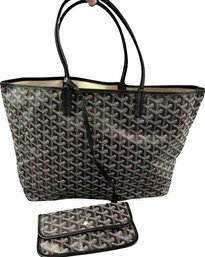 Designer GOYARD Tote (13x10x6) With Removable Pouch (4x8).