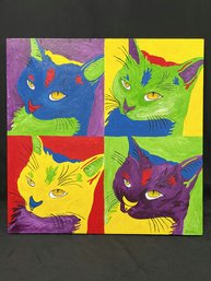 Broene Hand Painted Cat Hanging Canvas - 24Lx24W