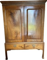 Large Wooden Armoire.  Front Right Door Is Cracked - 68 Inches Tall 46 Inches Wide 23 Inches Deep.