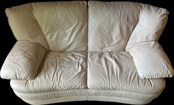 Leather Loveseat (off-white) -65 Long X 32 Deep X 32