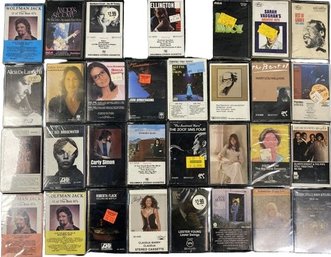 Collection Of Stereo Cassettes From Carly Simpson, Duke Ellington, Anita ODay And More! Many Unopened.