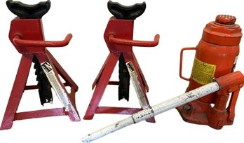 Pair Of Jack Stands & 12 Ton Hydraulic Jack