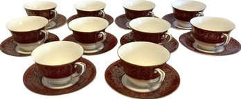 Royal Worcester Bone China: Set Of 10 Tea Cups (3.5) & Saucers (5.5)