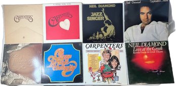 Vinyl Records Of Carpenters And Neil Diamond - 12.5x12.5