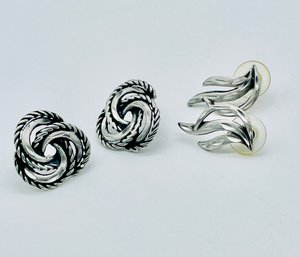 Pierced Earrings Magnet Tested Silver. No Markings.