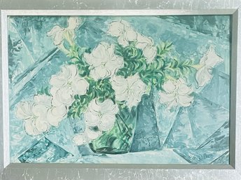 Original Signed Painting By Dorothy Brodhead, 21 X 15' Silver Frame, Flowers