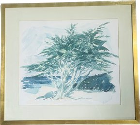 Original Signed Painting By Dorothy Brodhead, Tree, 23 X 25' Gold Frame