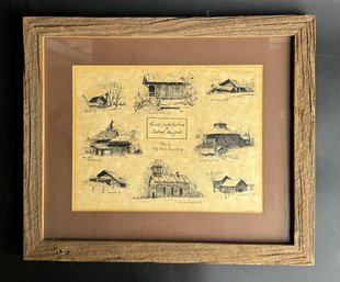 14 X 16 Framed Rural Architecture Drawing Of Central New York Pen Prints By Polly Blunk