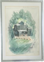 Vintage Original, Initialed Signed Painting By Dorothy Brodhead, Barnhouse, 24 X 17'