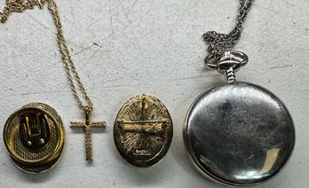 17' Retro Pocket Watch Necklace, 9' Gold Necklace And Other Jewelries Included