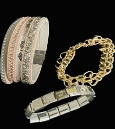 Bracelets: Silvertone, Goldtone Chain. Child's Bracelet 'daddys Girl' Initial 'B' Mickey Mouse Gemstones