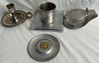 Rogers Baby Cup (2.5in), Candlestick Holder, Sugar Bowl & Pair Of Pottery Barn Dishes (4.5in)