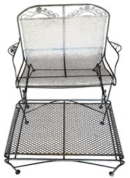 Classic Glider Love Seat Outdoor Bench And Matching Small Table - 46x35x24