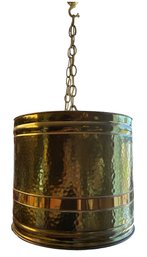 Mid-century Brass Metal Hanging Lamp With Light Switch Button & Bulb