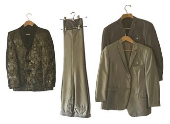 Men's Classic Ferreci Blazers And Slacks, Silver, Gray And Blu Martini Blazer. See Photos For Sizes.