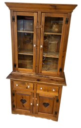 Vintage Wooden Kitchen Cabinet, Fully Varnished With Drawers