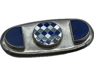 Sterling Pin With Blue, Gray, And White Gemstones