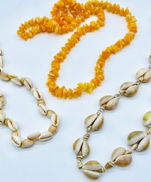 Three Long Seashell Necklaces