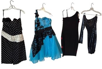 Women's Party Dresses - Polka Dot, Strapless, One Shoulder, Backless In Size 10 & 8
