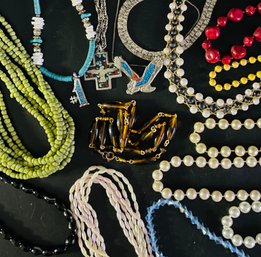 Chokers: Gemstones, Beads, Turquoise. Silvertone. Goldtone.