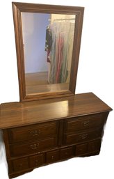 Varnished Wooden Cabinet With 4 Drawers, 6 Small Drawers And Frame With Mirror - 50x18x31