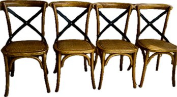 Set Of 4 Table Chairs With Metal 'X' Design On The Backside