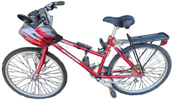 Classic Red Scorpio Bicycle, With Helmet, 2 Bottle Holder And Bicycle Luggage Carrier, Rear - 26x2.1 Tires