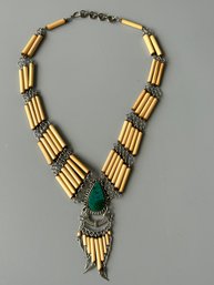 Porcupine Quill Necklace With Turquoise