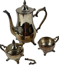 Vintage Silver Plated Tea Set - Tea Pot, Creamer Jug, Sugar And Sugar Jug