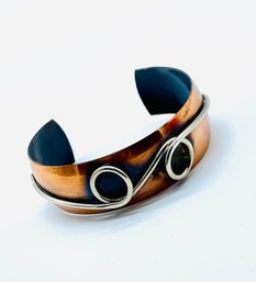 Copper Bracelet With Silvertone Accent