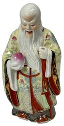 Antique Chinese Famille Rose Porcelain Statue Of Shou Xing - 13x6