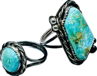 Sterling Turquoise Rings. See Photos For Size.