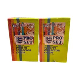 2 Packs Of Pro Set 1990/91 Collector Soccer Cards- In Plastic But Some Damage To Boxes