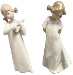 Angels, Shy Girl And Girl With Mandolin By Lladro And Nao