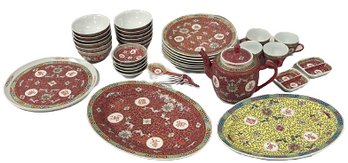Mun Shou Rose Jingdezhen China Rare Collectible Dinnerware Set