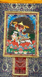 Dorje Shugden Thangka Hand Painted, Silk Framed - 53L X 34W