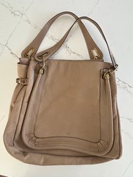 Chloe' Brown Leather Paraty Leather Satchel Beige