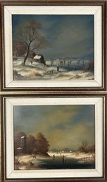 Art Work Winter Scenes With Pond, Framed 2 Pieces - 15x1x12.5